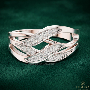 แหวนเพชรเม็ดเล็กหลายแถวสุดหรู ได้รับการรับรองจาก IGI สำหรับผู้หญิง ทองคำ 9KT 10KT 14KT 18KT โรสโกลด์ สำหรับงานแต่งงานหรือวันครบรอบ - Product Image 1