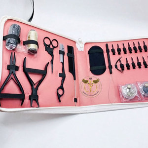 Professional Hair Extension Tool Kit – Pink Case Complete Salon Set with Micro Ring <b>Beads</b> Pliers <b>Needle</b> Threader Clips Scissors - Product Image 2
