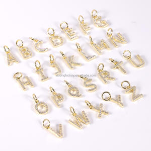 Colgante de dijes iniciales de letras del alfabeto de moissanita blanca personalizada chapada en oro de Plata de Ley 925 para pendientes de collar DIY - Product Image 6