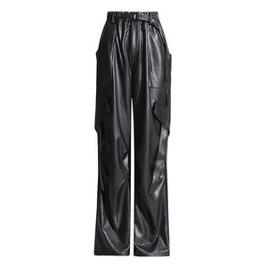 Wholesale Casual Button Fly Quick Dry Breathable <b>Men's</b> PU <b>Leather</b> <b>Pants</b> Luxury Vintage Winter Cheap Price - Product Image 1