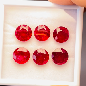 Rubis naturels chauffés certifiés IGI de qualité supérieure, taille ronde, 12 mm, lot de 6 pièces, super couleur et lustre, prix abordable - Product Image 5