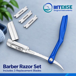 Rasoir professionnel en acier inoxydable pour barbier avec 3 lames de rechange, outil de rasage à bord droit pour hommes, salon de coiffure - Product Image 2
