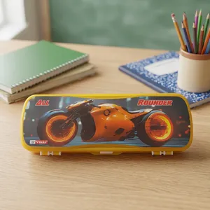 Boîte à crayons en plastique VIKAS MINI, originale, durable, légère, avec fermeture sécurisée par clip, organiseur de rangement pour fournitures scolaires pour les enfants - Product Image 6