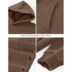 เสื้อฮู้ดดี้สีน้ำตาลช็อกโกแลตคลาสสิกทรงโอเวอร์ไซส์สำหรับผู้ชาย รุ่นวินเทจ ปี 2026 กำลังเป็นที่นิยม - Product Image 5