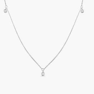 Collar de Diamantes Naturales Colgantes con Engaste de Oro de 14k, Corte Brillante de 0.17ct, Hecho a Medida para Boda, Cadena de Eslabones, 2 Gramos, Tercera Categoría - Product Image 3