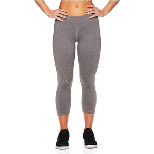 High Waist Gray Capri <b>Leggings</b> Seamless Knitted Stretch Sporty Style All Seasons Spandex Polyester - Product Image 1