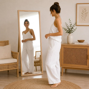Ensembles de vêtements de détente en lin pour femmes, doux, respirants, anti-boulochage, pyjamas pour femmes, vêtements de détente pour dormir - Product Image 2