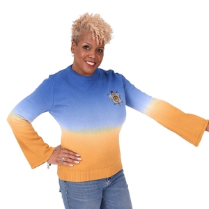 Women's Ombre Gradient Sweater Custom Knit Pullover Long Sleeve Crewneck Fashion Top Soft Comfortable Casual Winter Knitwear - Product Image 3