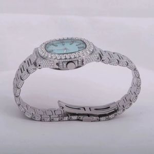 Montre-bracelet à quartz pour homme, entièrement sertie de diamants, en acier inoxydable, étanche, avec calendrier, montre de luxe hip-hop pour affaires - Product Image 4