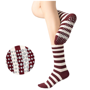 Red Sox Women's Striped Embroidered Mid Tube Women's Socks Pilates Sports Non <b>Slip</b> Yoga Socks - Product Image 1