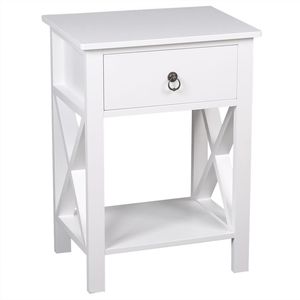 Comodino Moderno Bianco con 1 Cassetto e Ripiano Portaoggetti, Mobiletto Intelligente da Camera da Letto Assemblato - Product Image 3