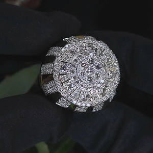 925 Sterling <b>Silver</b> Moissanite Diamond Mens Engagement <b>Ring</b> Iced Out Champion <b>Statement</b> Pinky <b>Ring</b> Hip Hop Rapper Bling Jewelry - Product Image 6