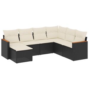Conjunto de Sofás Grandes para Jardín en Ratán PE Negro con Muebles de Patio de Acero con Recubrimiento en Polvo - Product Image 2
