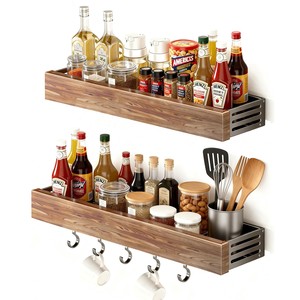 Étagère à épices rotative en bois d'acacia de qualité supérieure, écologique, faite à la main, durable - Organisateur de cuisine en gros - Product Image 2