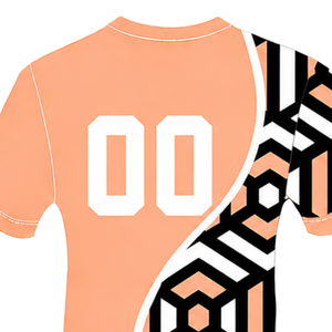 Camiseta de Rugby Geométrica en Negro, Blanco y Durazno, Manga Corta, Cuello Redondo, Personalizable, Transpirable, para Entrenamiento Deportivo, Ropa Deportiva de Alto Rendimiento - Product Image 4