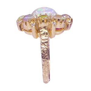 Silver Opal Cluster <b>Ring</b> Prong Setting Vintage Style <b>Resizable</b> Women's Engagement Anniversary Party Everyday Wear - Product Image 3