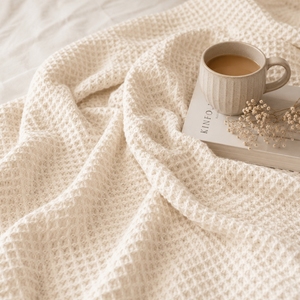 Luxury Cotton Waffle <b>Blanket</b> Soft Textured Bed Throw <b>Blanket</b> for Home Hotel Use High Quality Cotton Waffle Weave <b>Blanket</b> - Product Image 6
