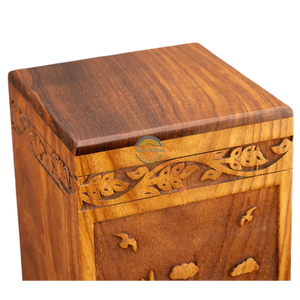 Handcrafted eagle waves urn & Natural Wood Cremation Urn Ashes <b>Box</b> Artistic Funeral <b>Memorial</b> <b>Keepsake</b> by AYAANS - Product Image 2
