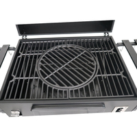 Barbecue XL au charbon de bois en acier thermolaqué avec chariot pour usage extérieur