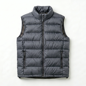 Chaleco Acolchado de Invierno para Hombre de Calidad Premium, Cuello Alto, Cortavientos, Informal, Color Sólido, Relleno de Poliéster, Cierre de Cremallera - Product Image 1