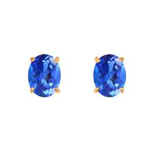 Cornflower <b>Blue</b> <b>Sapphire</b> Drop <b>Earrings</b> Oval 925 Sterling Silver 14K Gold Plated Luxury Party Jewelry for Women Gift - Product Image 6