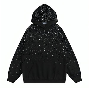 Sweat à capuche tendance en molleton 100 % coton avec strass pour un usage quotidien décontracté, design accrocheur, respirant et confortable - Product Image 1