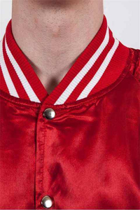 Satin <b>Varsity</b> <b>Jacket</b> <b>Men's</b> Windproof Waterproof Breathable Autumn Stand Button Closure Plain Dyed <b>Men's</b> <b>Jackets</b> - Product Image 6