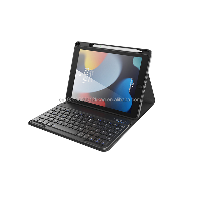 For iPad Smart Control Keyboard Case, Detachable Backlit Leather Protective Cover with Pen Slot