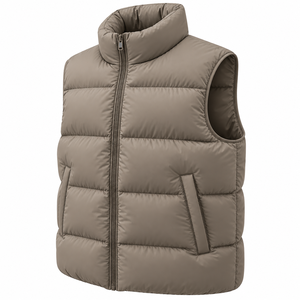 Chaleco Acolchado de Invierno para Hombre, Tejido Brillante, Ligero, con Cierre de Cremallera, Personalizable OEM, Chaqueta sin Mangas - Product Image 5