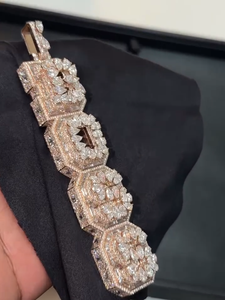 Colgante de Diamante de Laboratorio en Oro Rosa Personalizado BOSS, Corte Pera y Redondo, Micro Pavé, Estilo Hip Hop, Lujoso, Unisex, para Uso Diario - Product Image 3