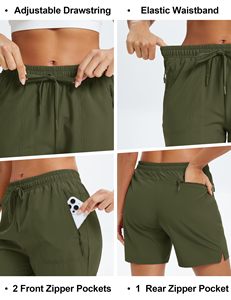 Shorts de sport confortables pour la randonnée, décontractés, d'été, pour filles, athlétiques, personnalisés, unis, à séchage rapide, pour l'entraînement, shorts pour femmes - Product Image 5