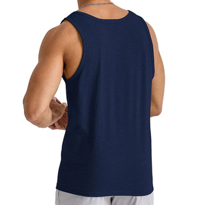 Men Solid Color O-Neck Knitted Tank Top Casual Style Dark Blue Sleeveless <b>Vest</b> Custom Logo High Quality Material - Product Image 2