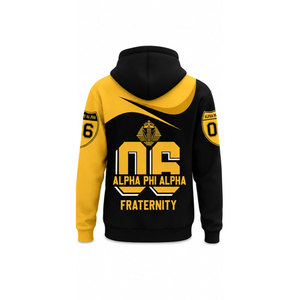<b>Men's</b> <b>Black</b> Yellow Alpha Phi Alpha Greek Letter Hoodie Sublimation Print Pullover <b>Sweatshirt</b> With Pocket - Product Image 3