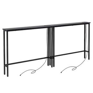 Set di 2 Tavoli Consolle Stretti da 100 cm con Prese di Corrente e Porte USB, Tavolo Lungo da Divano con Cornice in Metallo a Specchio Codice 08954088 - Product Image 3