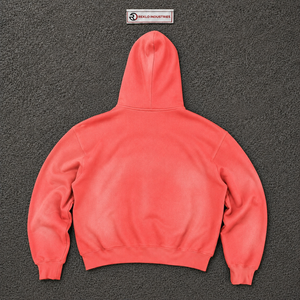 Sudadera con capucha rosa coral premium extragrande con cremallera, unisex, estilo urbano, holgada, con cremallera completa, logotipo personalizado, venta al por mayor - Product Image 6