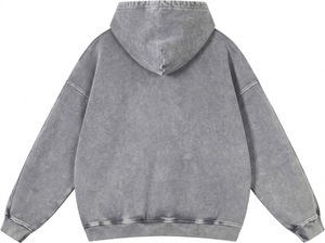 Sudadera con Capucha Oversize Vintage Lavada para Hombre y Mujer, Gris Claro, con Bolsillo Canguro y Hombros Caídos - Product Image 3