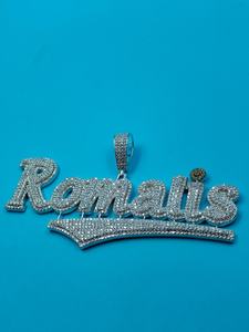 Pendentif personnalisé en moissanite avec nom, en argent 925 plaqué rhodium, lettres serties de pierres, style hip-hop, pour fiançailles, unisexe, usage quotidien - Product Image 4