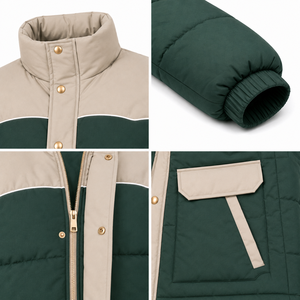 Chaqueta Acolchada de Invierno para Hombre, Estilo Urbano, de Poliéster, con Cuello Alto, Bloques de Color, Producción de Ropa OEM con Colores Personalizados - Product Image 4