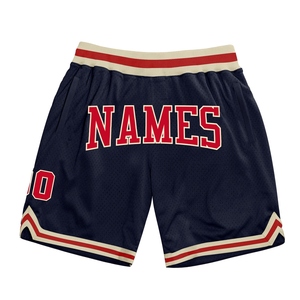 Custom Eco-Friendly Custom Navy <b>Red</b>-Cream Authentic Throwback Basketball <b>Shorts</b> - Product Image 1