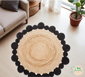 Alfombra bohemia marrón natural, alfombra de yute con patrón geométrico, alfombra ecológica hecha a mano, alfombra para sala de estar - Product Image 5