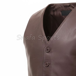 เสื้อกั๊กหนังผู้ชายเสื้อกั๊กหนังแท้สำหรับนักขี่จักรยานเสื้อกั๊กหนังแขนกุดแฟชั่นหนัง - Product Image 4