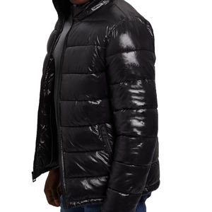 Vestes d'hiver rembourrées en duvet de canard léger et chaud, personnalisées avec logo, en nylon noir à capuche, pour hommes - Product Image 5