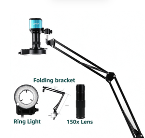 Microscope monoculaire YIZHAN 48MP 4K LED 150X avec mise au point manuelle et réglage dioptrique pour soudure, caméra industrielle USB 1080P pliable - Product Image 1