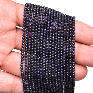 Cuentas sueltas de zafiro azul natural de 2mm-3mm microfacetadas en forma de rondel, piedras semipreciosas para la fabricación de joyería. - Product Image 4