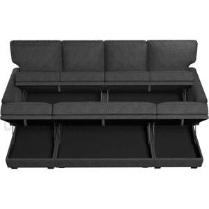 Sofá cama seccional convertible Capri de 4 plazas gris oscuro con almacenamiento para el hogar, la Oficina y la sala de estar - Product Image 1