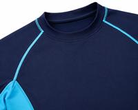 Rashguard intégral pour homme, bleu marine avec empiècements turquoise, respirant, écologique, anti-UV, séchage rapide, anti-transpiration, 100 % polyester 180g