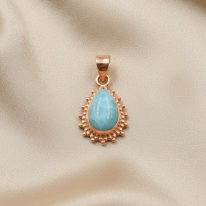 Natural Blue Larimar Teardrop Pendant 925 Sterling <b>Silver</b> Handmade Jewelry Rose Gold & Yellow Gold Plated Gift for Women Unisex - Product Image 4