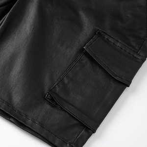 Men's Lawd Sports Leather High Street Canvas Casual Workwear Coated Stylish Comfortable Stretchy Waterproof Mid Waist <b>Shorts</b> - Product Image 4