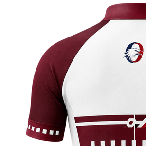 Maillot de cyclisme blanc bordeaux à manches courtes, fermeture éclair intégrale, séchage rapide, respirant, pour vélo de route, entraînement de performance, vêtements de sport - Product Image 4