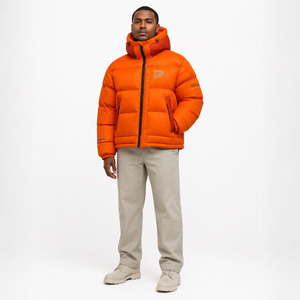 Men's Winter Zip-Up Puffer Jacket <b>Canvas</b> <b>Plain</b> Dyed Stand Outdoor Windproof Breathable Eco-Friendly Anti-Bacterial - Product Image 4